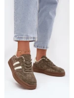 Dámské semišové tenisky na platformě tmavě zelené model 21708088 - EVENTO