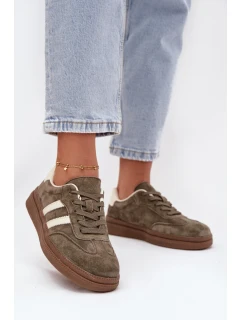 Dámské semišové tenisky na platformě tmavě zelené model 21708088 - EVENTO