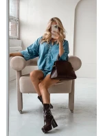 Lakované dámské kotníkové boty na platformě a sloupkovém podpatku čokoládové model 21711487 - Boto Lakované dámské kotníkové boty na platformě a sloupkovém podpatku čokoládové model 21711487 - Boto