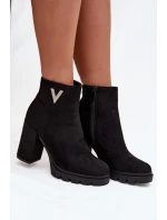 Dámské zimní boty na podpatku s ozdobným detailem černé Briella Dámské zimní boty na podpatku s ozdobným detailem černé Briella