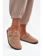 Dámské nazouváky s podšívkou s přezkou Béžové model 21715161 - Boto