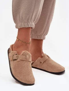 Dámské nazouváky s podšívkou s přezkou Béžové model 21715161 - Boto