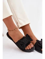 Dámské pantofle na nízkém podpatku s mašlí Černé model 21943318 - Boto