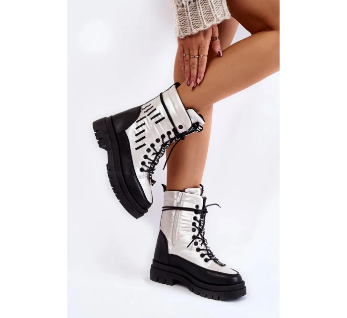 Dámské šněrovací sněhule Černobílé Sharmen