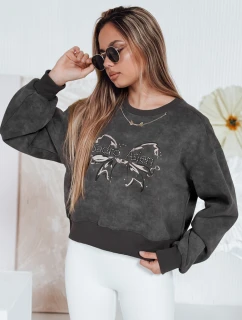 Dámská krátká oversize mikina s kravatovým motivem DENVIS graphite FashionStreet BY1422