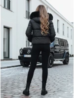 Dámská zimní bunda YOUWARM krátká prošívaná s kožešinou černá FashionStreet TY5006