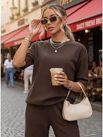 komplet damski z krótkim rękawem brązowy model 22194536 - FashionStreet