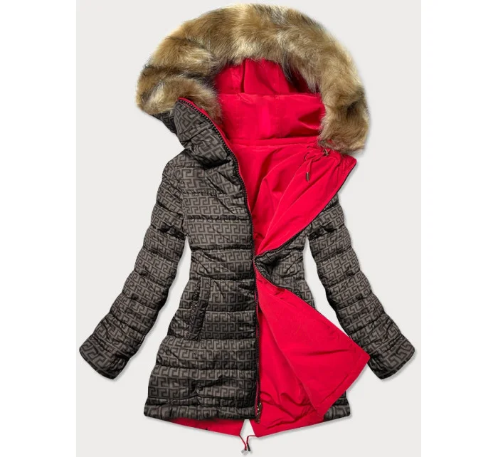 Červeno-hnědá oboustranná dámská bunda (w555) Červeno-hnědá oboustranná dámská bunda (w555)