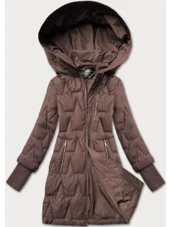 Hnědá dámská prošívaná bunda pro přechodné období s stahovacími lemy model 20656565 - Libland