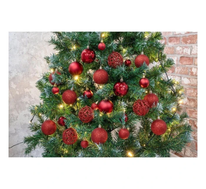 DEKORATIVNÍ PLASTOVÁ CETKA 6CM SADA 35 KS ČERVENÁ