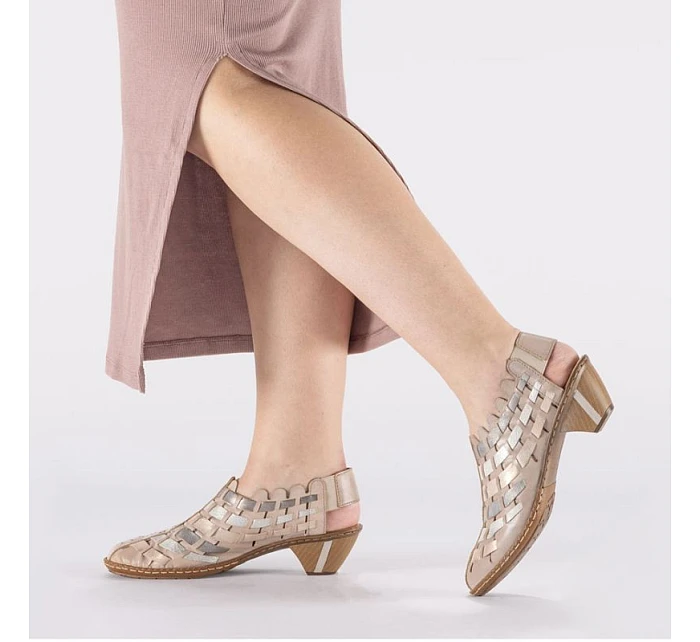 Dámské kožené pohodlné elastické polobotky na podpatku Rieker 46778-64 Dámské kožené pohodlné elastické polobotky na podpatku Rieker 46778-64