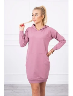 Šaty s kapucí tmavě růžové