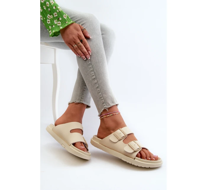 Lehké Pěnové Dámské Žabky S Big Star Béžové model 21660703 - Big Star Shoes Lehké Pěnové Dámské Žabky S Big Star Béžové model 21660703 - Big Star Shoes