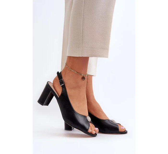 Elegantní sandály na vysokém podpatku se zdobením, Black Trasea Elegantní sandály na vysokém podpatku se zdobením, Black Trasea