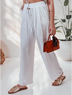 Dámské volnočasové kalhoty s širokými nohavicemi white Dstreet model 21987243 - FashionStreet