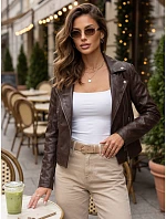 Dámská hnědá kožená bunda ve stylu Ramones od FashionStreet TY5722 Dámská hnědá kožená bunda ve stylu Ramones od FashionStreet TY5722