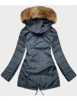 Tmavě modro-šedá oboustranná dámská zimní bunda (mhm-w556) Tmavě modro-šedá oboustranná dámská zimní bunda (mhm-w556)