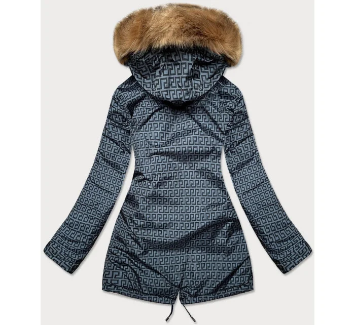 Tmavě modro-šedá oboustranná dámská zimní bunda (mhm-w556) Tmavě modro-šedá oboustranná dámská zimní bunda (mhm-w556)