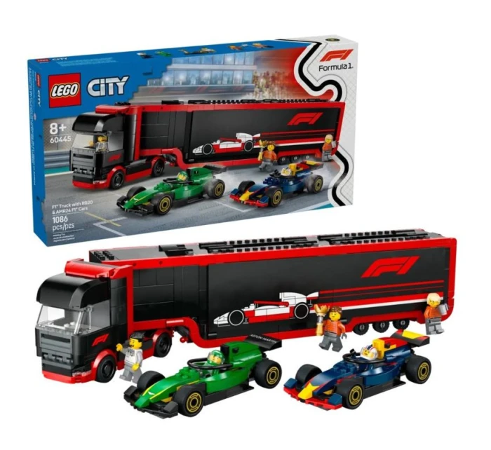 LEGO CITY 60445 F1 Truck s vozy RB20 a AMR24 F1