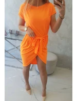 Šaty s obálkou dole oranžové neonové
