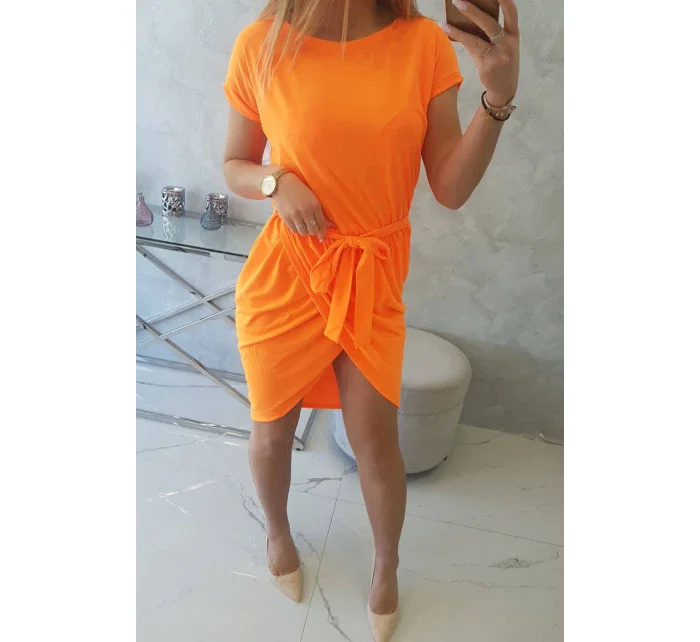 Šaty s obálkou dole oranžové neonové