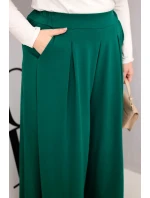 Dámské bavlněné kalhoty Plus Size s širokými nohavicemi a volným střihem tmavě zelené Dámské bavlněné kalhoty Plus Size s širokými nohavicemi a volným střihem tmavě zelené