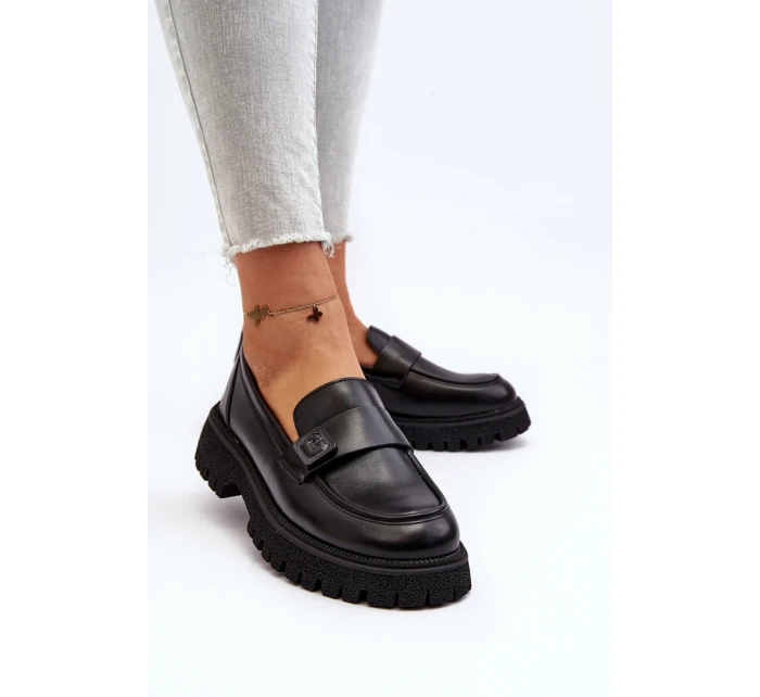 Dámské mokasíny s černým páskem model 21649209 - VINCEZA