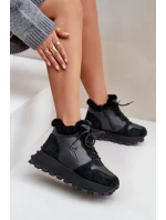 Kožené dámské tenisky trapery s kožešinou na platformě Big Star OO274A329 černé Kožené dámské tenisky trapery s kožešinou na platformě Big Star OO274A329 černé