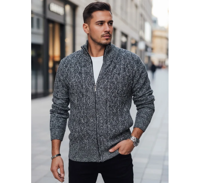 Pánský rozepínací šedý svetr FashionStreet WX2251z Pánský rozepínací šedý svetr FashionStreet WX2251z