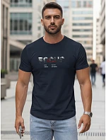 Tshirt męski z napisem bawełniany granatowy model 22316034 - FashionStreet Tshirt męski z napisem bawełniany granatowy model 22316034 - FashionStreet