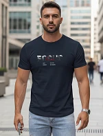 Pánské tričko s velkým nápisem, bavlněné, tmavě modré, FashionStreet NX5137R