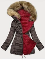 Vínovo-hnědá oboustranná dámská zimní bunda (mhm-w556) Vínovo-hnědá oboustranná dámská zimní bunda (mhm-w556)