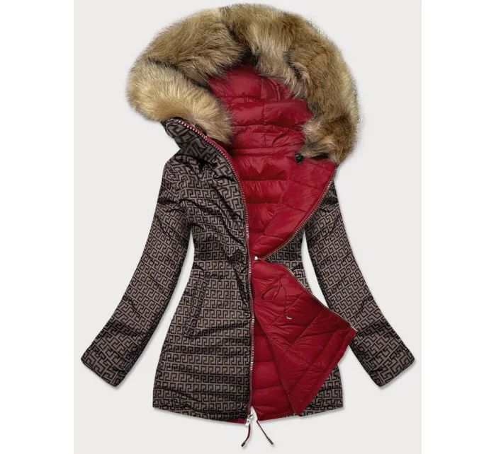 Vínovo-hnědá oboustranná dámská zimní bunda (mhm-w556) Vínovo-hnědá oboustranná dámská zimní bunda (mhm-w556)