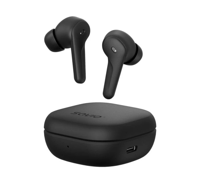 SAVIO BEZDRÁTOVÁ BLUETOOTH SLUCHÁTKA 5.3 S MIKROFONEM, ANC, ENC, QC TWS-12