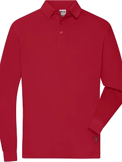 Daiber JN 1842 Pánské pracovní piqué polo s dlouhým rukávem 02.1842 red