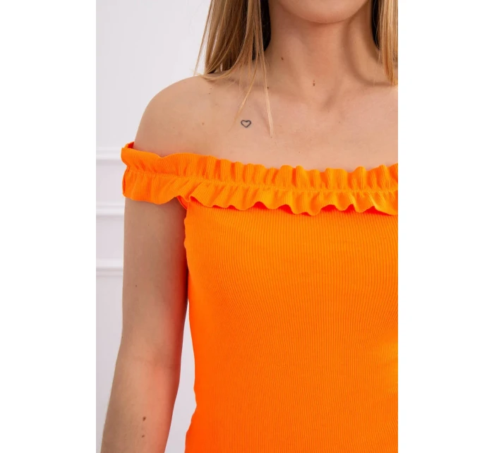Španělská halenka s volánky oranžová neonová