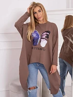 Halenka s oversize potiskem mocca