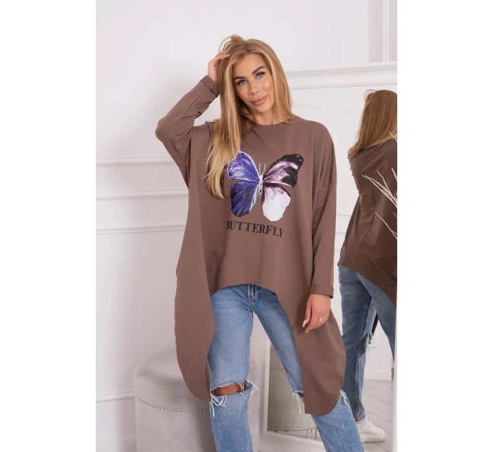 Halenka s oversize potiskem mocca