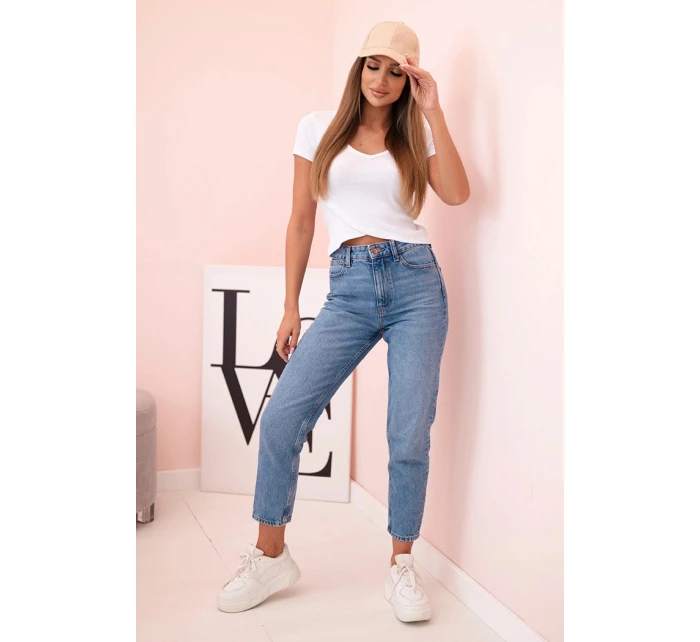 Dámská pruhovaná blůza s model 21772768 výstřihem a krátkým rukávem bílá - K-Fashion