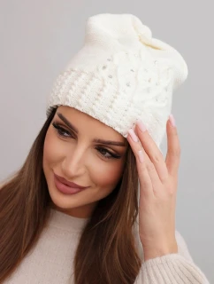 Dámská zimní čepice z vlny s a prodlouženými stranami fialová model 21865216 - K-Fashion