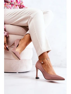 Módní kožené boty na jehlách růžové model 21581493 - S.Barski