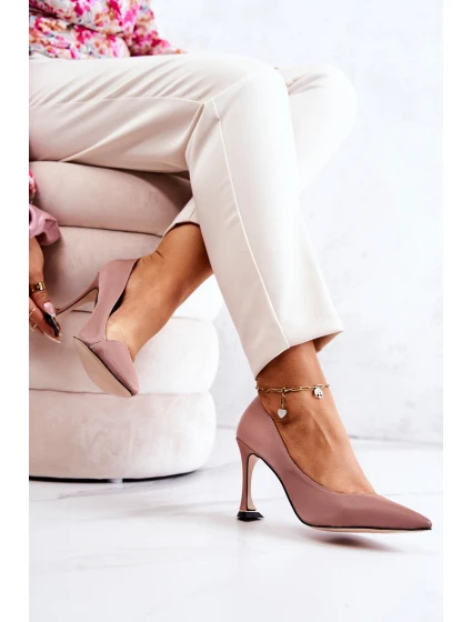 Módní kožené boty na jehlách růžové model 21581493 - S.Barski