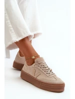 model 21665875 Dámské semišové tenisky na platformě béžové - Zazoo