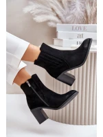 Zateplené dámské boty na podpatku eko semiš černé model 21674304 - Boto Zateplené dámské boty na podpatku eko semiš černé model 21674304 - Boto