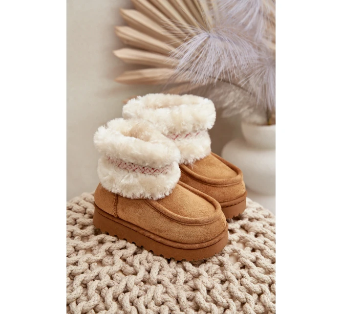 Sněhuláky dětské s kožíškem a vzorem Camel Melefia