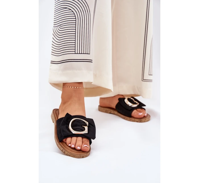 Plné Dámské Sandály S Ozdobným Detalem Černé Nellodra