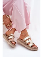 Dámské Pantofle Z Přírodní Kůže Na Platformě Zazoo 40440 Zlaté Dámské Pantofle Z Přírodní Kůže Na Platformě Zazoo 40440 Zlaté