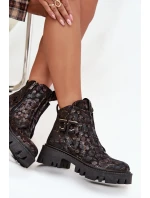 Kožené dámské kotníčkové boty s ozdobou zateplené model 21712082 - Artiker