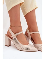 sandály na podpatku  světle béžové model 22095170 - SERGIO LEONE