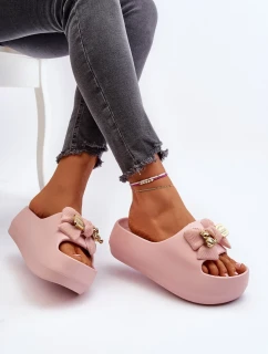 Dámské pěnové pantofle s mašlí, Pink Salessa